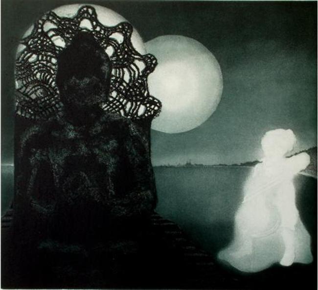 L'opera di Riccardo Prevosti scelta dalle Edizioni ab7arte per la copertina della monografia dell'artista: Prima che il tempo passi, 1998. Acquatinta, rilievo. Lastra zinco e lastra polimaterica mm. 270 x 570
