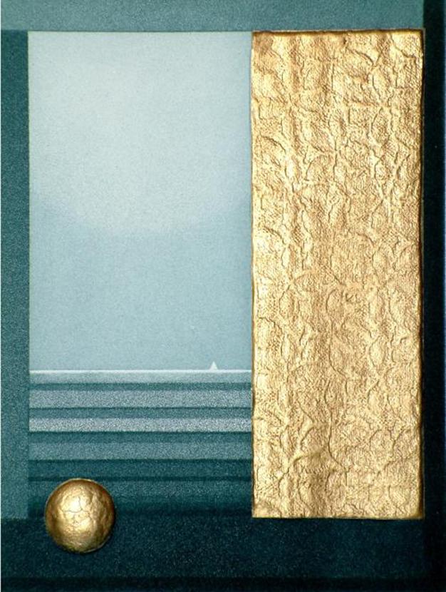 L'artista Riccardo Prevosti presenta: �Il giorno del tempo� 2000: acquaforte, acquatinta, rilievo. Lastra zinco e lastra olimaterica
mm. 210 x 270.
